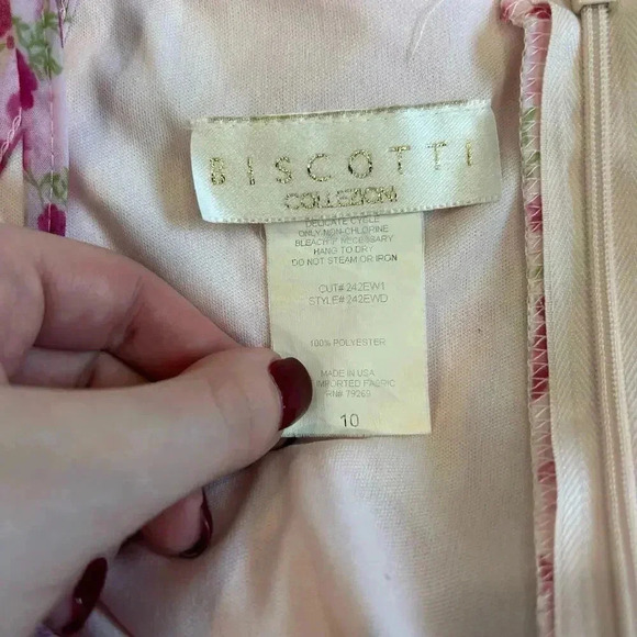 Biscotti Pink Floral Tie Back Coquette Asymmetrical Midi Dress Girls Size 10 - Picture 8 of 8
